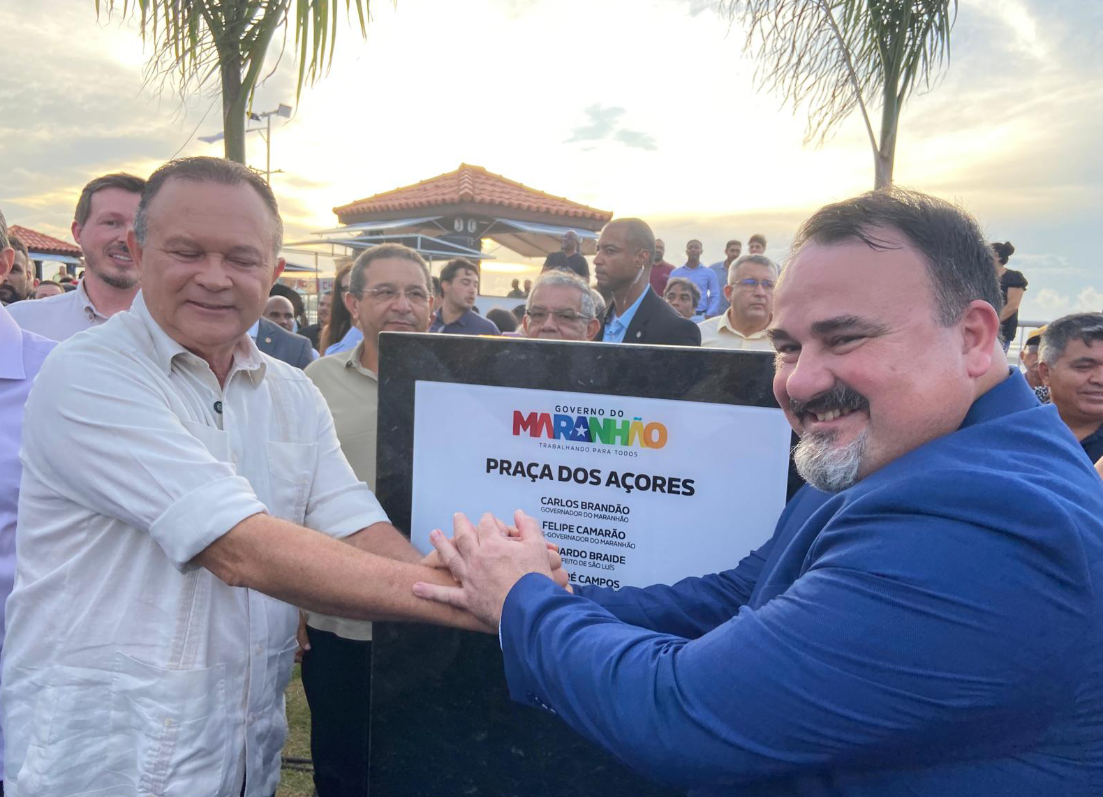 Inauguração da nova Praça dos Açores e o Memorial Açoriano, localizados na região do Centro Histórico (Praia Grande) de São Luís, no Brasil