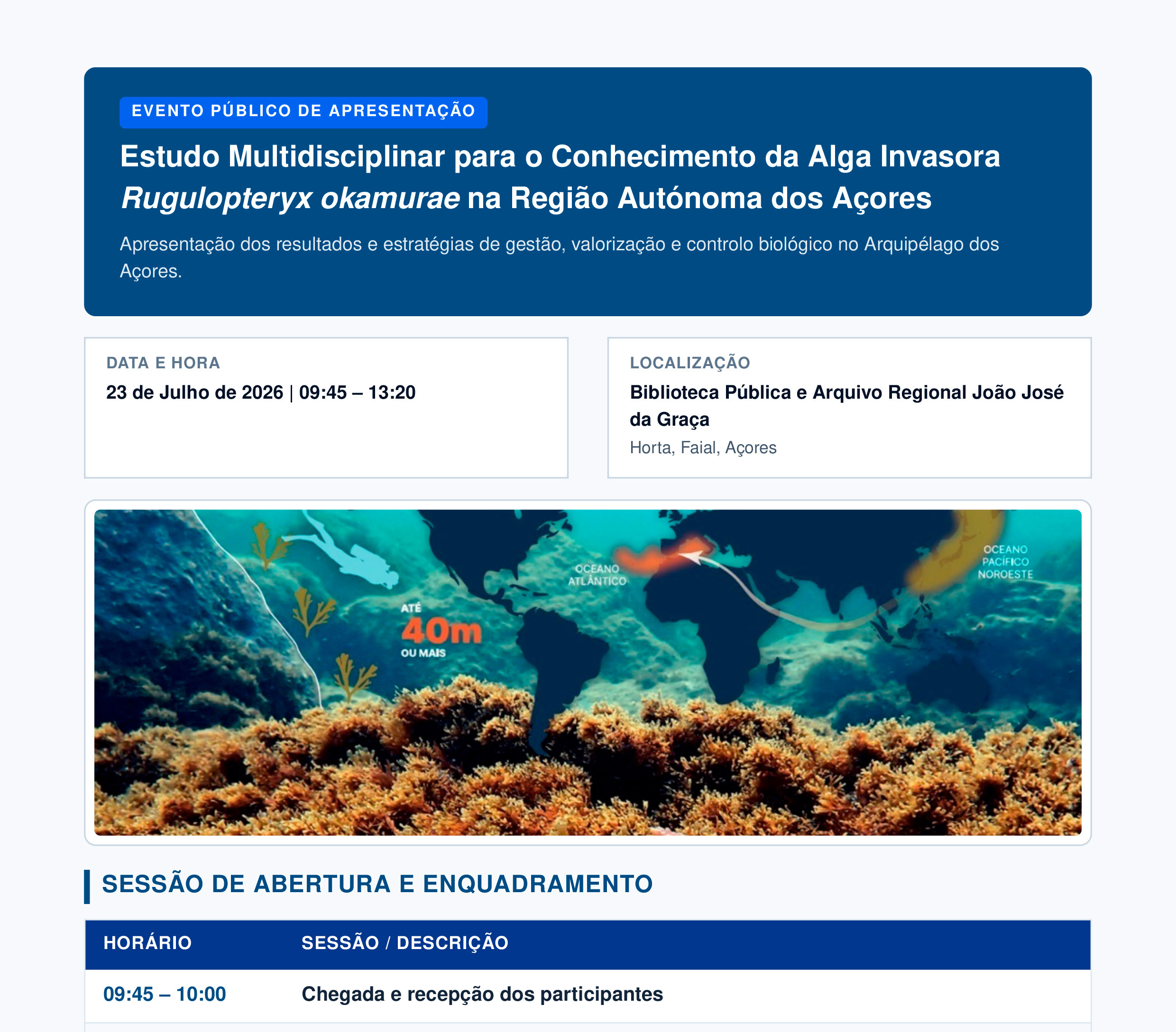 Governo dos Açores e Universidade apresentam estudo multidisciplinar para combater alga invasora